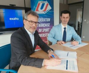 Signature du contrat Fédération Française du Sport Universitaire X E-Licence via Exalto, en présence de Cédric Terret, Président de la FFSU et Jean-Carl FOSSATI, Président d’Exalto
